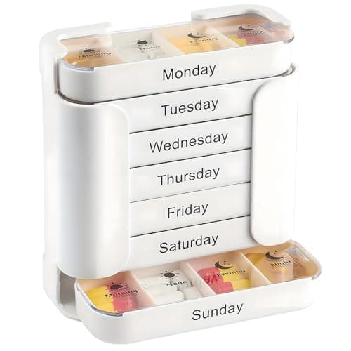 Compact Travel Tablet Container with 28 Divisions, White