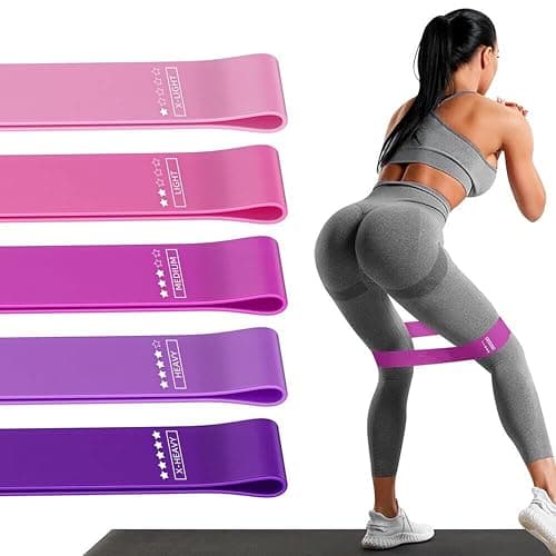 Resistance Loop Exercise Bands, Resistance Bands Exercise Bands for Home Fitness, Stretching, Strength Training, Physical Therapy,Elastic Workout Bands for Women Men Kids, Set of 5 (Assorted)