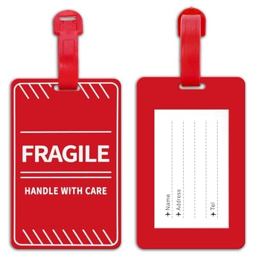 MEDMAX 2 Pack Fragile Luggage Tag with Name ID Card