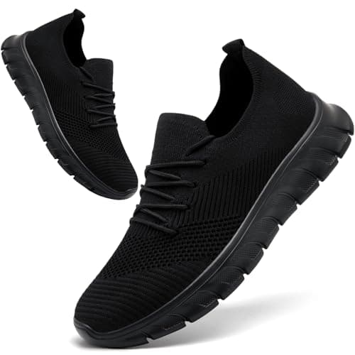 Trainers Men Shoes Running Gym Sneakers Slip on Walking Black UK Size 10