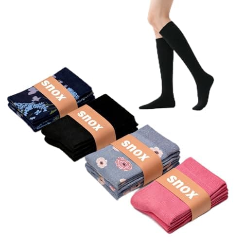 Snox Compression Socks Women - 20-30mmHg Graduated Athletic Support Socks,Non-slip Ideal for Travel, Running, and Flying Swelling & Fatigue (4-Pack) (S/M)