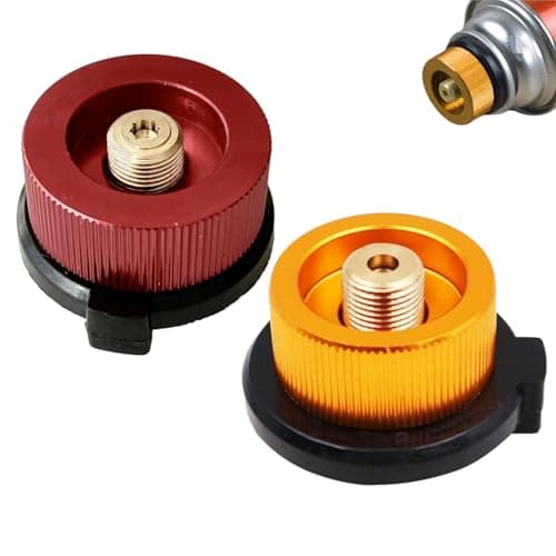 JINGLOUA 2 PCS Gas Bottle Adaptor for Butane Canister to Screw Cartridge,Camping Stove Connector Gas Refill Adapter Universal Brass Nozzle,for Outdoor Hiking BBQ