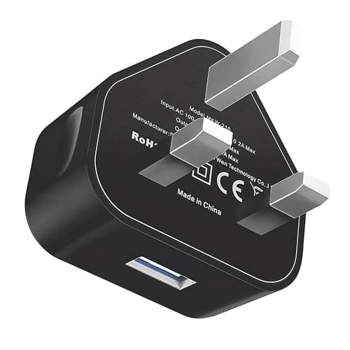USB Plug, USB Plug UK Adaptor Phone Charger Mains Charge Single Port Wall Plugs Adapter 3 PIN 5V2A 10W Charging for iPhone 14 13 12 11 XS XR X 8 7 6,iPad Pro,Samsung, Motorola, TCL,LG Andorid Mobile