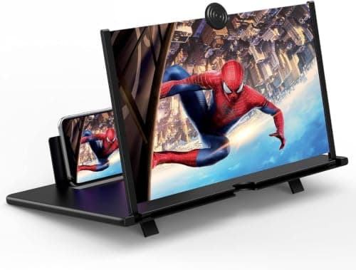 Goevcclei 14" Inch phone magnifier screen,HD Phone Amplifier with Folding Stand Holder Portable Movie Video Game Enlarger 3d Movies Phone Projector Gadgets for Gifts