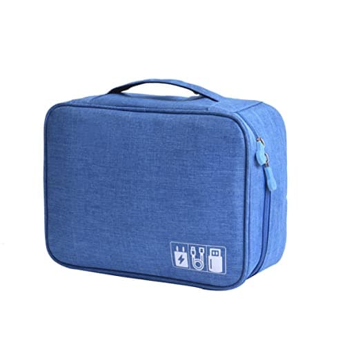 ACOPTON Electronic Organizer, Portable Travel Organizer Bag, Waterproof Electronics Accessories Storage Cases for iPad, Cables, Chargers, Hard Drive, Power Bank, Game Cards (Sky Blue)