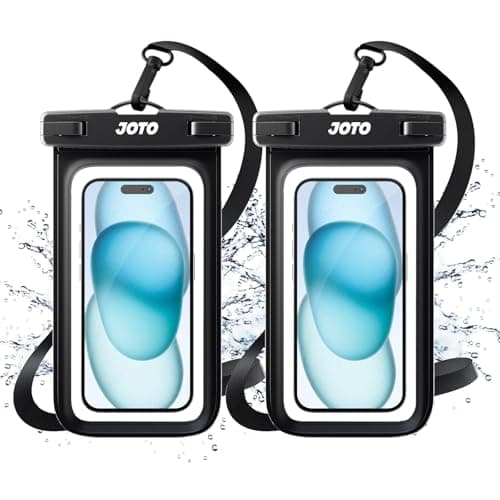 JOTO 2 Pack Waterproof Phone Pouch Cellphone Dry Bag Case for iPhone 17 Air 16 15 14 13 12 Pro Plus Max XR X 8 7 6S SE, Galaxy S23 S22 S22+ S21 up to 7" -Black
