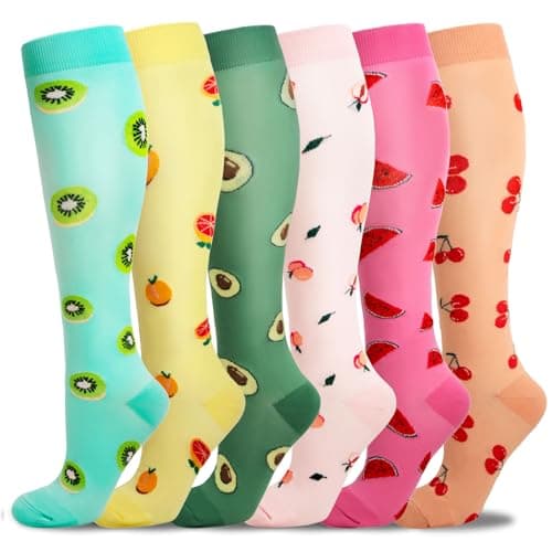 Compression Socks for Women & Men 6 Pairs 20-30 mmHg Travel Flight Socks