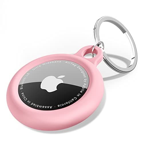 oakxco for Airtag Keychain Silicone, Airtag Holder with Key Ring, Air Tag Cover Cute Accessories for Kids, Luggage, Car Dog Collar, Car, Compatible with Apple Airtag Case Waterproof Tracker, Pink