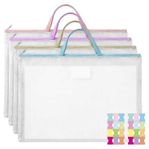Fockety 4pcs A2 Size Mesh Art Portfolio Bag (4 Pack)