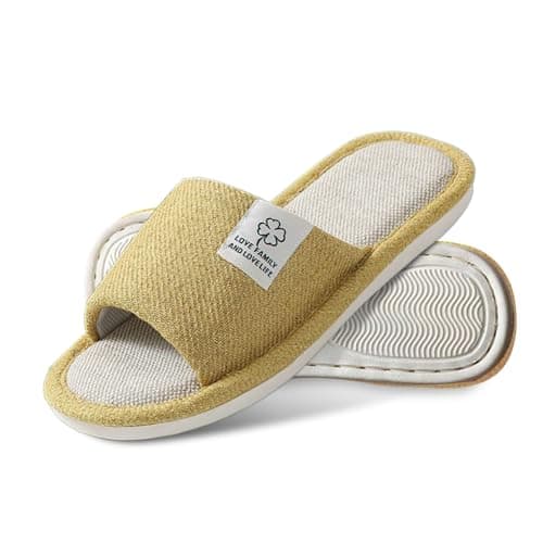 Womens Slippers, Ladies Slippers Open Toe Non-Slip Memory Foam Comfortable and Breathable Ladies House Shoes Indoor Outdoor (Yellow, Adult, Women, 5, Numeric Range, UK Footwear Size System, 6, Medium)