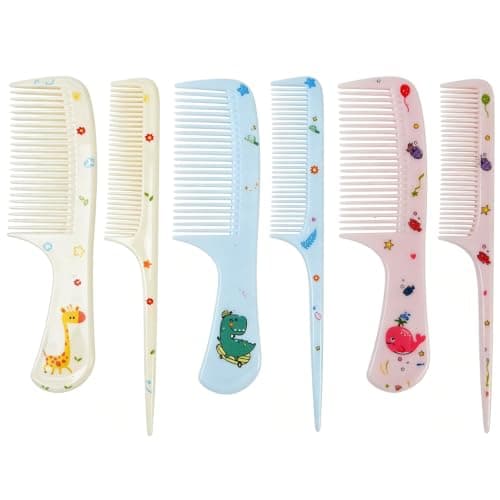 Baby Hair Brush and Comb Set, Cute Toddler Hair Brush Kids Hairbrush, Fine Tooth Detangling Comb and Rat Tail Parting Comb for Newborn Girls Boys, Childrens Hair Styling Products
