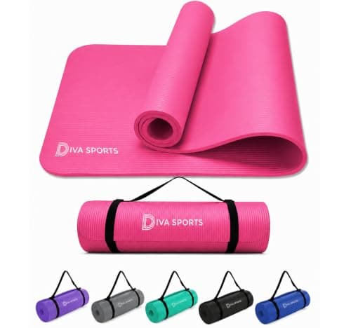 Extra Thick Yoga Mat Non-Slip Pilates & Fitness Exercise Mat, Soft Cushioned Workout Mat with Carry Strap (Pink)