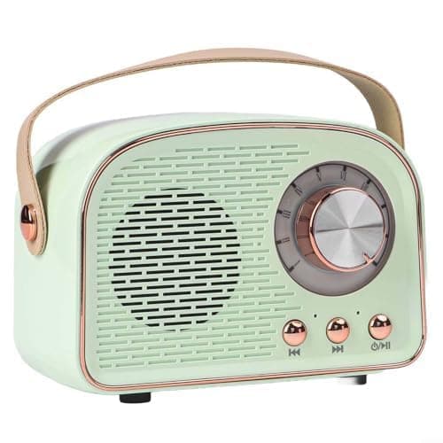 Retro Wireless Speaker with FM Radio, Portable Bluetooth5.0 Stereo Sound, USB/TF Card Playback, 500mAh Battery, Compact Design for Travel, Home, Party (pink) (green)
