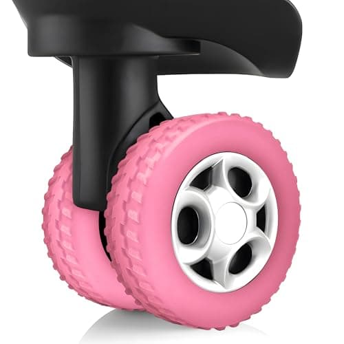 IRAINSUN (8 Pack Silicone Luggage Wheel Covers for 8-Spinner Wheel Suitcases, Mute & Shock Absorption Protector, Wear-Resistant & Noise-Reducing, Perfect for Travel (Pink)