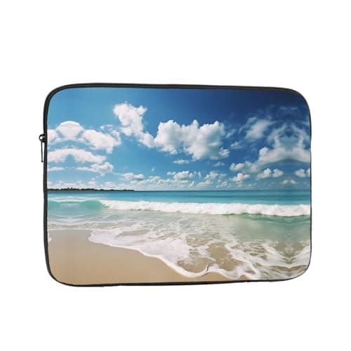 Laptop Sleeve Case 10 inch, Shockproof Protective Laptop Cover Beach White Clouds Briefcase Portable Carrying Computer Bag