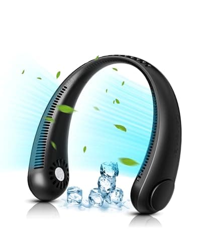 Neck Fan, Portable Neck Fan USB Rechargeable, Hands Free Bladeless Personal Fan with 360°Cooling Airflow, 3 Wind Speed for Home Office Travel Sports Outdoor Summer