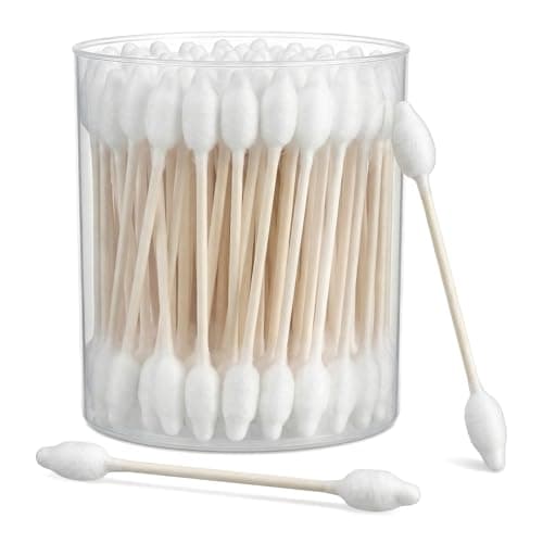 Ciieeo Baby Safety Cotton Buds 56 PCS - Ear Swabs with Large Tips for Newborn Ear Cleaning, Double Tipped Tapered Cottonbuds with Paper Sticks, White