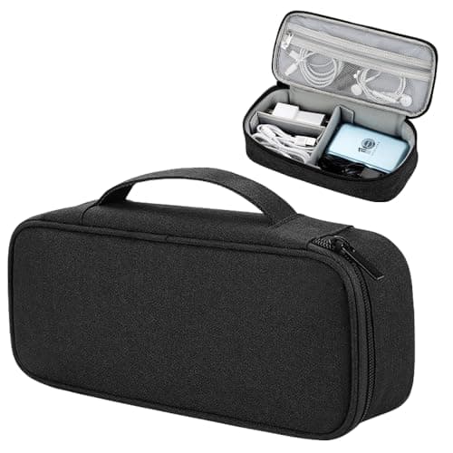 Teskyer Travel Tech Pouch, Protable Cable Organiser Bag, Electronics Accessories Travel Organizer Case for Cable Charger Earphone Power Bank Hard Drive - Black