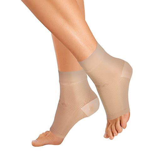 OrthoSleeve FS6 Plantar Fasciitis Foot Compression Sleeves, Natural Large