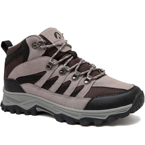 HODTOB Hiking Boots Mens Womens Lace-up Non-Slip Outdoor Men Women Mountain Trekking Shoes for All Season Walking Travelling Backpacking Camping Shoes Sneaker Khaki-7UK