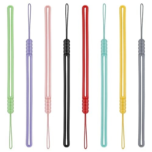 COBEE Silicone Sling, 8 Pcs Wrist Lanyards Assorted Color Phone Lanyard Straps Hand for USB Flash Drives, Wallet, Mp3, Mp4, Mini Cameras, Mobile Phones, 14.5+5cm/5.7+1.96inch
