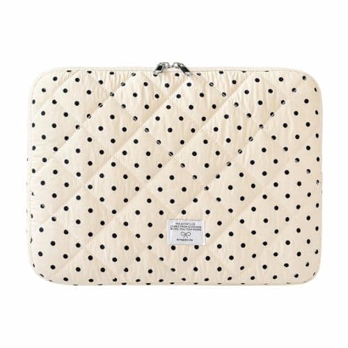 Puffy Laptop Sleeve 13 Inch Cute Polka Dot Laptop Case Soft Quilted Computer Sleeve Protective Cover for MacBook, iPad, Notebook, Chromebook