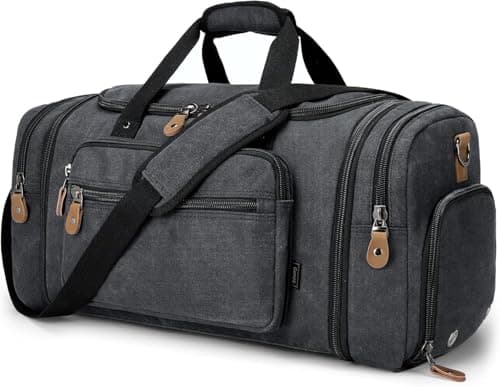 Gonex 60L Expandable Canvas Holdall for Men, Travel Duffle Overnight Bag