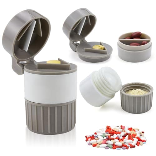 4-in-1 Pill Crusher, Cutter & Grinder, Travel Pill Organiser, Portable