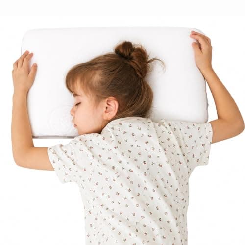 SIKAINI Kids Memory Foam Pillow, Hypoallergenic Neck Support for Children (3-10 Years), Breathable & Machine Washable Cover, Certified Safe Toddler Pillow for First Big Bed
