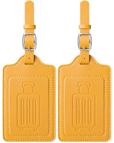 Teskyer 2 Luggage Tags for Suitcases, Travel Essentials, Yellow