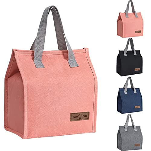 Yikki Lunch Bags for Women Men, Small Insulated Leakproof Cool Bags, Pink