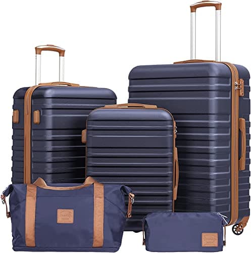 COOLIFE 5 PCS Luggage Set for Family, 20+24+28" Suitcases Set with TSA Lock