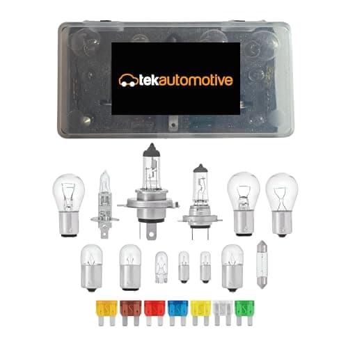 Tek Automotive 24V Emergency Spare Bulb & Fuse Kit – 20pc Travel Set with H1 H4 H7 Halogen Bulbs and Standard Blade Fuses in Storage Case for Truck Lorry HGV