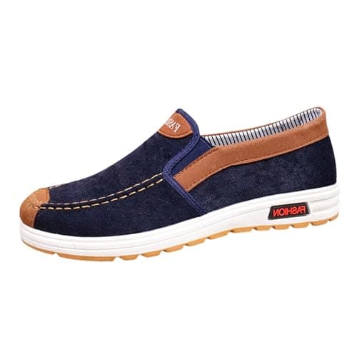 Mens Loafer Casual Shoes Comfort Lightweight Driving Travel Walking Shoes for Adult Male Canvas Pumps Low-Top Sneakers Flat Gym Shoe dad Gifts Footwear UK 5.5 Blue