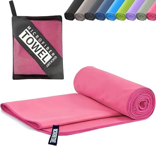 Microfibre Towel - Quick dry Lightweight Absorbent Travel Towel ,Beach Towel Perfect for Sports Beach Gym Swimming,Cycling,Yoga, Camping ,Hiking (1, Rose Red)