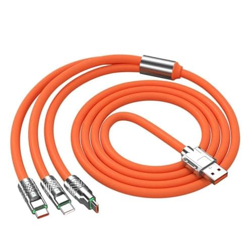 Ymhapp Orange 3 in 1 Multi USB Cable 100W Multi Charger Cable Fast Charging Fast and Stable Charging to Various Mobile Phones USB with Type-C/Android/Charging Ports Accessories(2m/78.7inch)