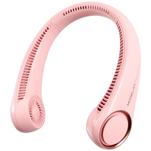 Morelax Neck Fan, Portable Neck Fan,Hands Free Bladeless Mini Fan with 360°Cooling Airflow, 3 Speeds Adjustable,Ultra Quiet Wearable, Suitable for Indoor Outdoor Travel Sports (Pink)