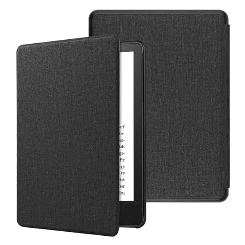 TOKILO Case for Kindle Paperwhite 7" eReader 12th Generation 2024 Released, Ultra Slim Soft PU Shell & TPU Back Cover Auto-Wake/Sleep, Non Fit for iPad 6.8" eReader (11th Generation-2021) (Black)