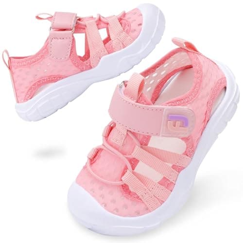 JOINFREE Baby Sandals Boys Girls Breathable Quick Dry Water Shoes, Lightweight Non-Slip Toddler Beach Sandals for Pool, Summer Outdoor & Indoor Wear Pink, 3 Child