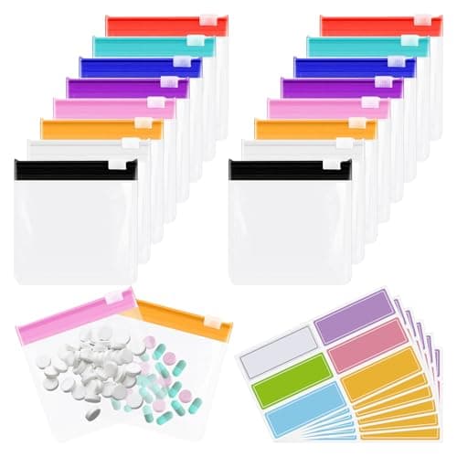 Medication Bag,22pcs Pill Pouch,Medicine Bags for Travelling with Slide Lock Translucent Self Sealing Plastic Pill Pouch for Pills Storage