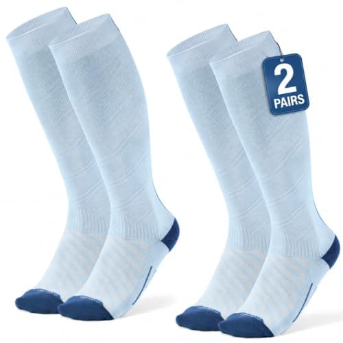CAMBIVO Compression Socks for Women & Men, 15-20mmHg Flight Socks, 2 Pairs
