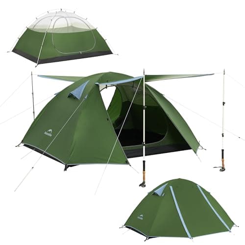 Naturehike Bleik Camping Tent, Lightweight Backpacking Tents Waterproof Double Layer for Outdoor Hiking Trekking (2 Man-Green-With Canopy)