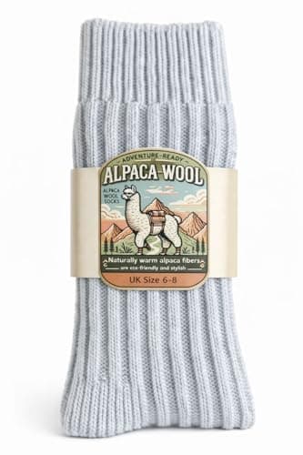 Alpaca Merino Wool Socks – Warm Thermal Winter Socks, Soft, Breathable, Moisture Wicking, Durable, Skin Friendly (UK, Numeric, 3, 5, Regular, Regular, Silver)