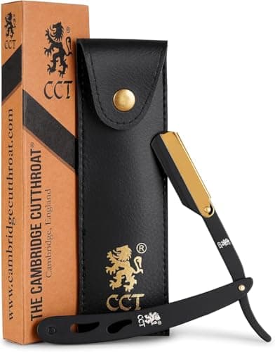 Cut Throat Razor for Men - Single Blade Razor Wet Shave - Black & Gold