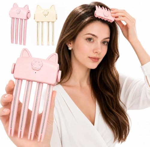 Heated Hair Volume Clip, Wireless Heated Volumizing Root Lift Clip Cordless Hair Tool for Fine Flat | Rechargeable Bangs Portable Travel Styling Root Comb Quick Heat Setting Fluffy Bangs Crown (Pink)