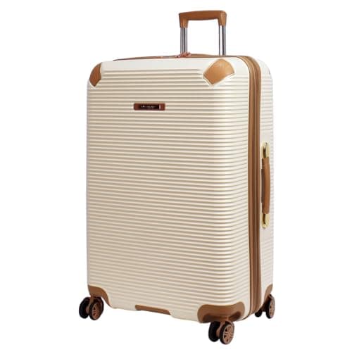 Rocklands® Expandable 4 Wheel ABS-PC Hard Shell Luggage Suitcase TSA Lock (Cream, Large - 76 x 51 x 31 cm)