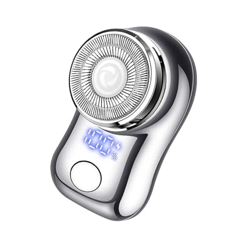 Compact Portable Shaver for Men USB Rechargeable Wet & Dry Grooming with Precision Ideal Travel Trimmer Facial Hair Remover Smooth Tool (Silver, One Size)