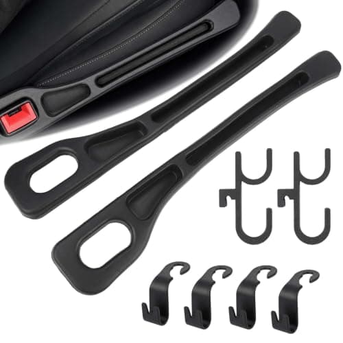 2Pcs Vehicle Mounted Gap Fillers with 4 Headrest Hooks, 2 Umbrella Hooks