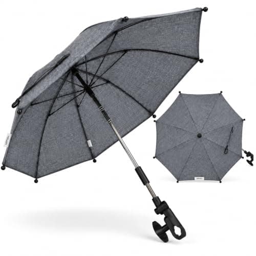 Premium Baby Parasol, SPF 50 UV Protection, 70x70cm, with Quick-Release Clamp, Compatible with All Pushchairs, Prams, Strollers and Travel Systems - Grey Mist |For Your Little One