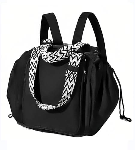 Fashowlife Multi-Function Tote Bag Large Capacity– Versatile Nylon Lightweight Backpack with 15 Pockets for Car Travel Shopping Everyday Organizer Carry, Black